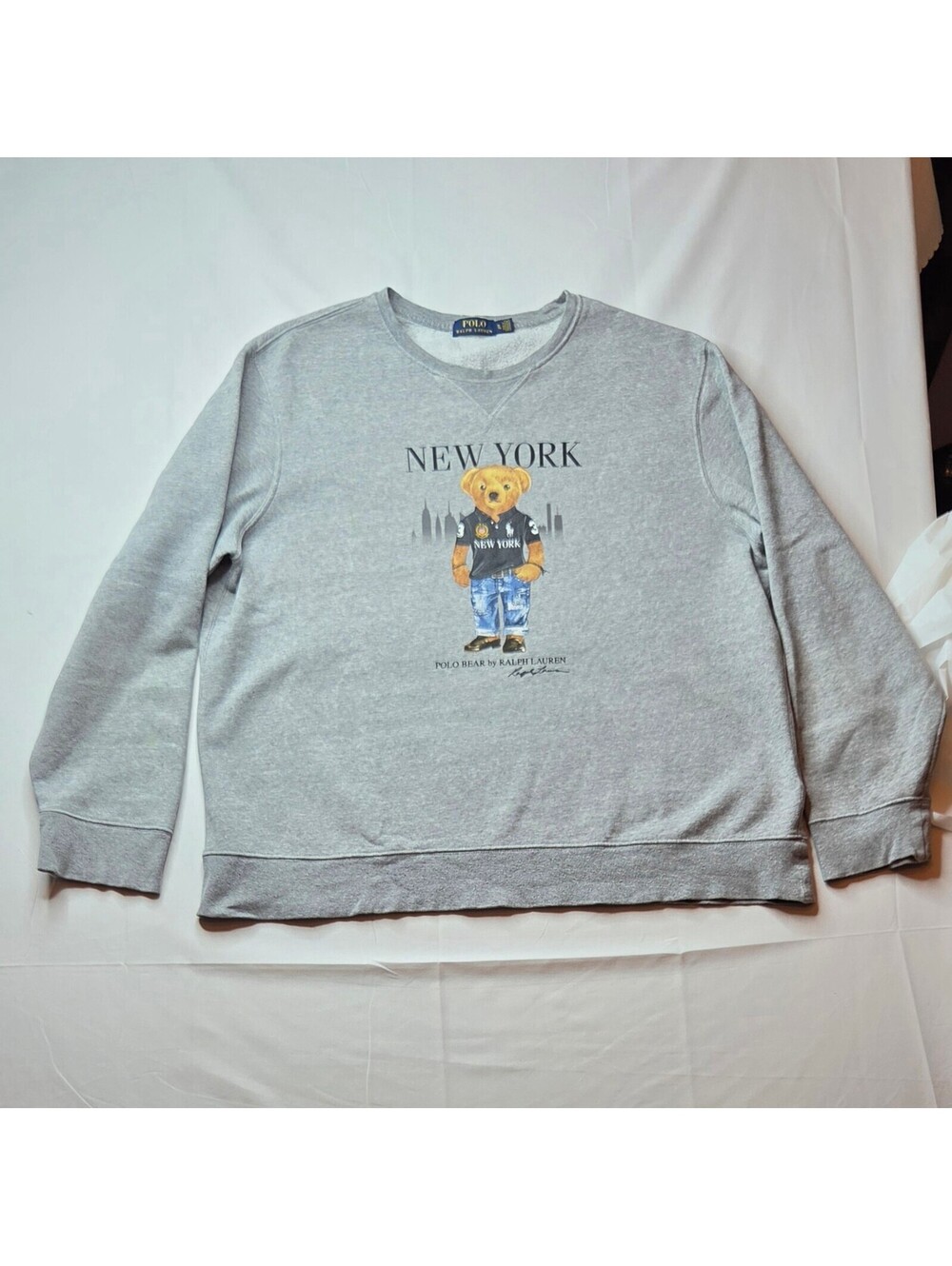 Polo Ralph Lauren Polo Bear New York Crewneck Sweatshirt Gray Men's Size XL
